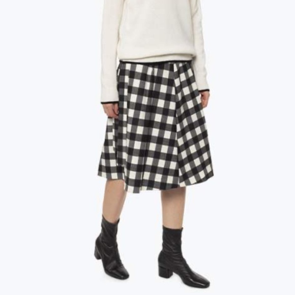 1901 Nordstrom A line skirt Gingham Black White Pockets Lined Like new Size 14 - Picture 1 of 10